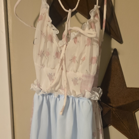 Boho Patchwork Lace Maxi Dress - Pink, Blue, Cream Never Worn Medium Brand New - Picture 3 of 4